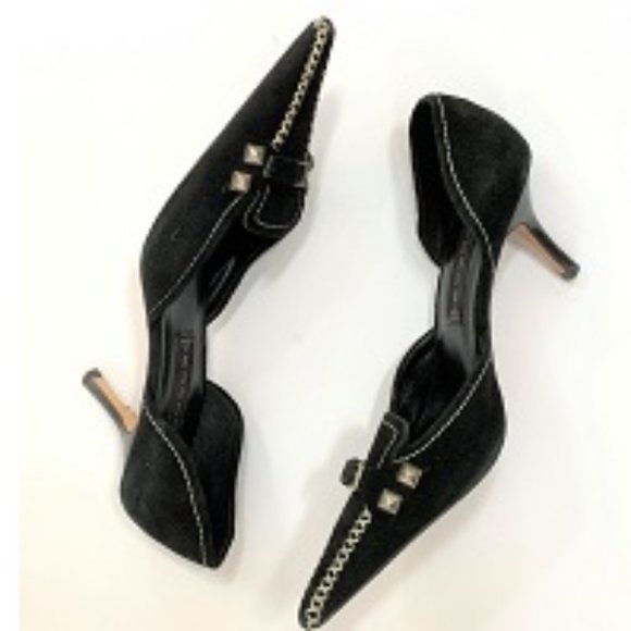 STEVEN By Steve Madden Black Suede Heels - Picture 1 of 6